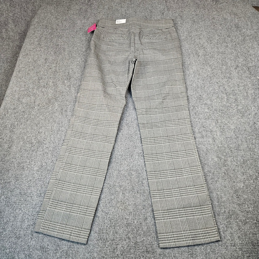 Kim Rogers Millennium Tummy Control Straight Leg Plaid Pants Black White Size 10 - Picture 2 of 11